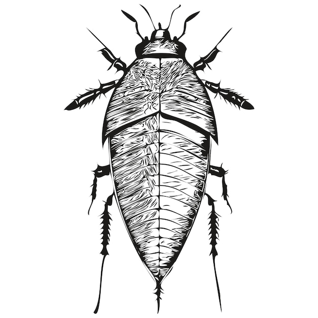 Vektor realistischer kakerlakenvektor, handgezeichnete tierillustrationskakerlaken