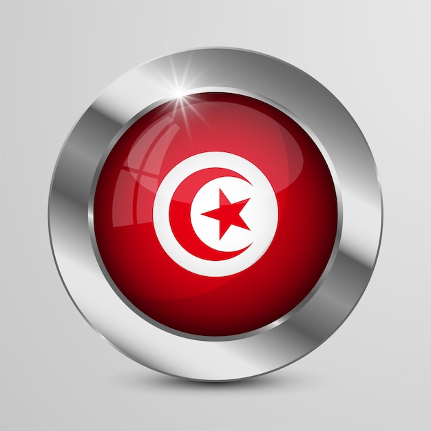 Realistischer knopf mit der fahne tunesiens, perfekt für jede verwendung