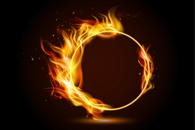 Realistischer Kreis Feuer Flamme Angebotsbanner
