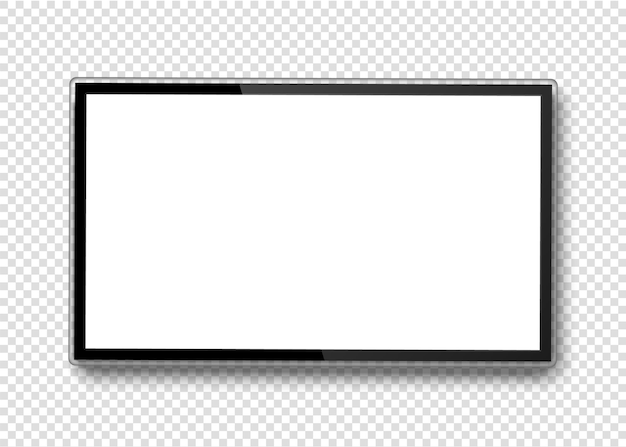 Vektor realistischer leerer fernsehbildschirm lokalisiert auf transparentem hintergrund.