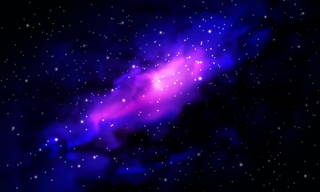 realistischer lila nebel leuchtender kosmos sternenstaub milchstraße galaxie unendliches universum sternenklare nacht