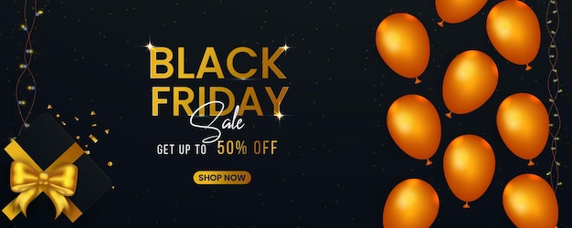 Realistischer luxus-banner-design des black friday-verkaufs und