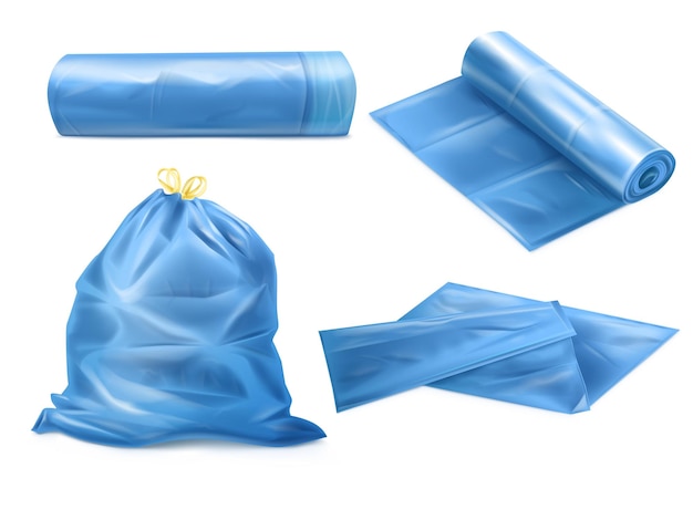 Realistischer müllsack 3d-müllsack für mülleimer-mockup plastikmüllsäcke küchenabfälle absacken von polyethylenrollen bindebeutel zum füllen von biologisch abbaubarem müll