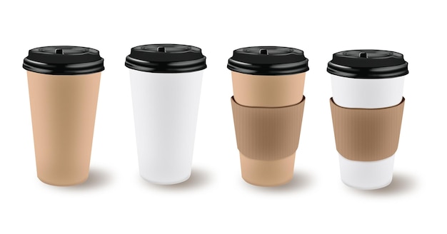 realistischer pappbecher-kaffeesatzvektor