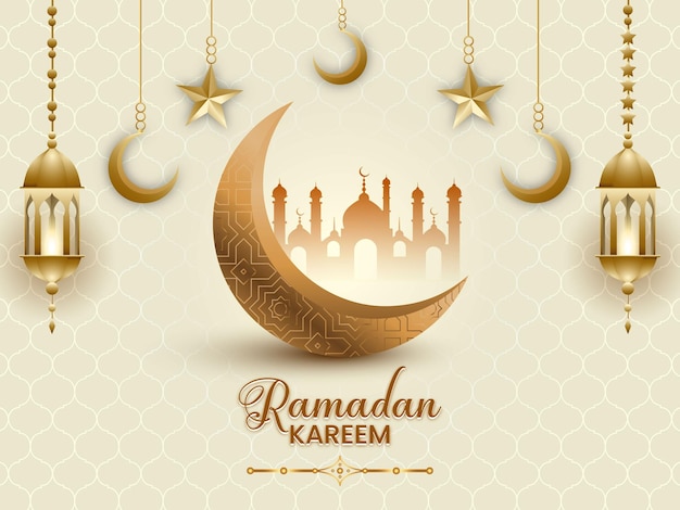 Vektor realistischer ramadan kareem-hintergrund mit mandala und moschee.