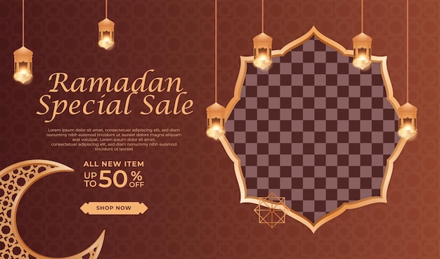Realistischer ramadan kareem verkauf islamischer ornament laternenhintergrund