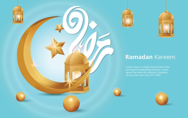 Vektor realistischer ramadan mit blauem hintergrund