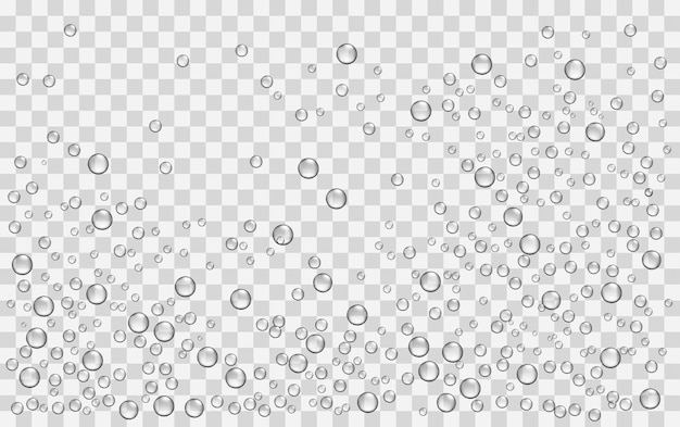 Realistischer Regen lässt Luftblasen Sauerstoff auf dem transparenten Hintergrund Vektor fallen