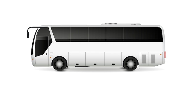 Realistischer Reisepassagierbus-Mockup für Werbung und Design Seitenansicht von Coach