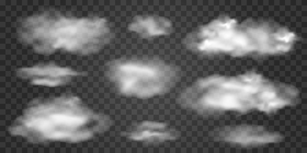 Realistischer Satz von durchscheinenden Wolken, Rauchhintergrund