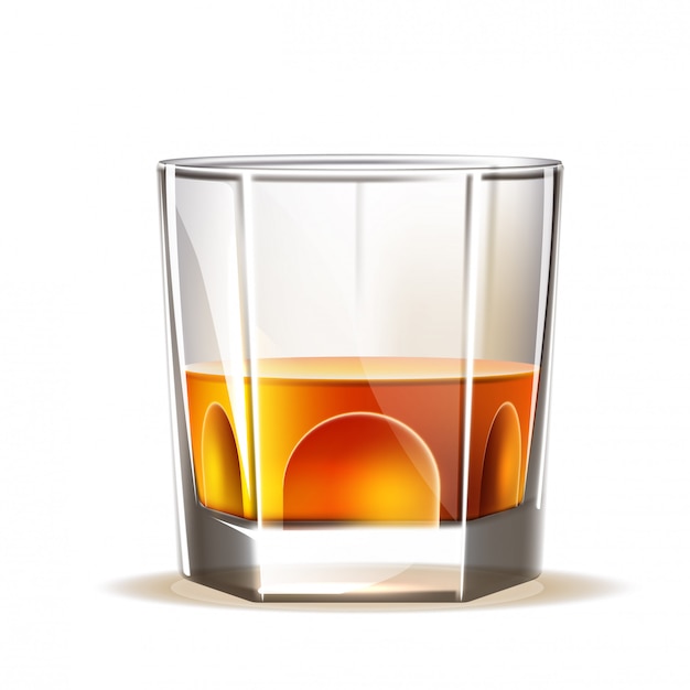 Vektor realistischer scotch wiskey, glas brandy