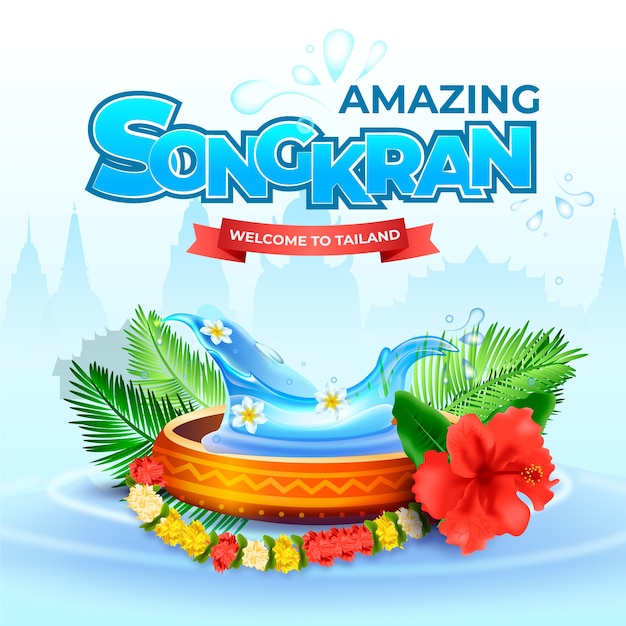 Realistischer songkran-hintergrund