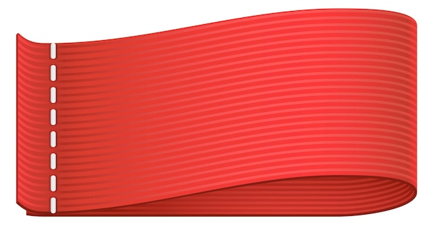 Realistischer stich auf rotem textilband mockup für stofftextur
