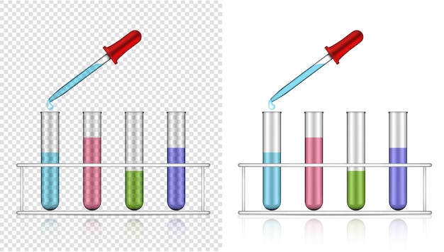 Realistischer transparenter Reagenzglas-Plastik oder Glas für Wissenschaft