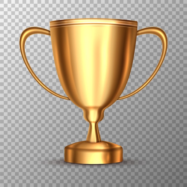 Realistischer Trophäenpokal Meistertrophäe Glänzender goldener Pokal Sportpreis Gewinnerpreis Vektorillustration