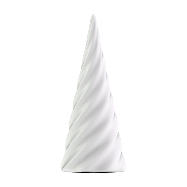 Realistischer weißer abstrakter Tannenbaum in Form einer Spirale. 3D-Illustrationsobjekt für Weihnachtsdesign, Mockup. isoliert auf weißem Hintergrund.