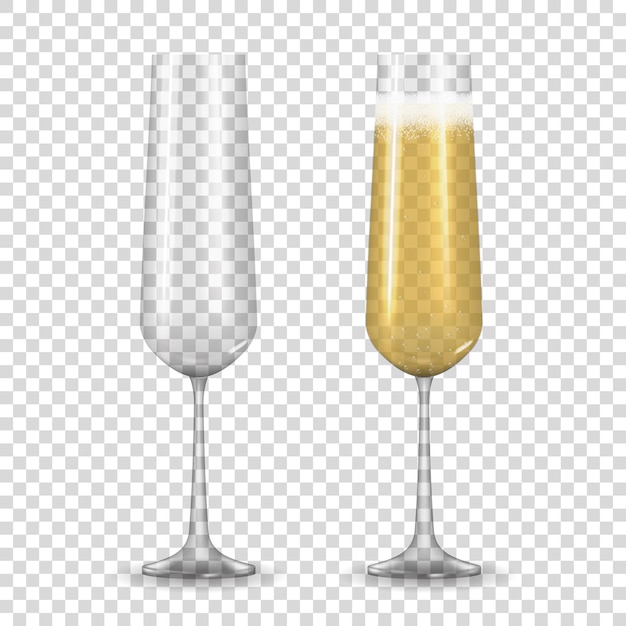 Vektor realistisches 3d-champagnerglas