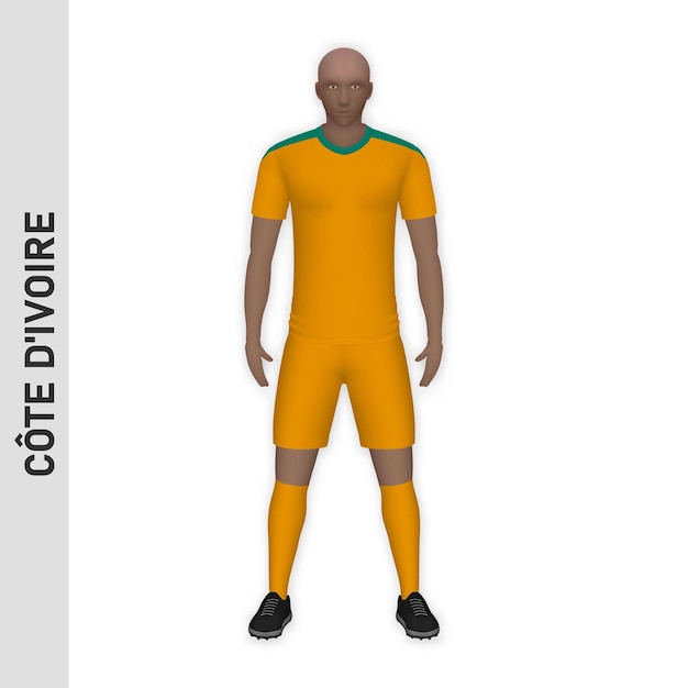 Realistisches 3d-fußballspieler-mockup cote d'ivoire football team k