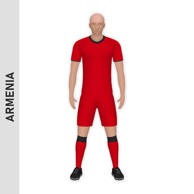 Vektor realistisches 3d-fußballspielermodell armenien-fußballteam-kit tem