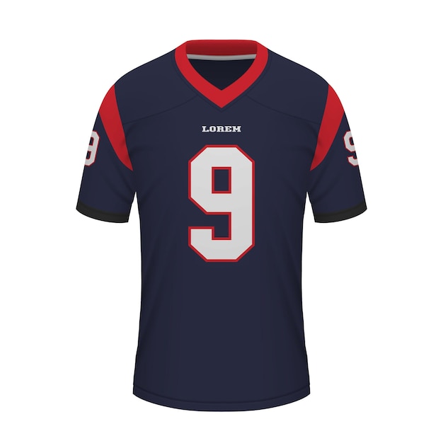 Realistisches american-football-trikot der houston-trikotvorlage