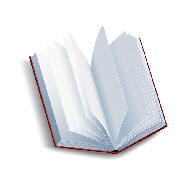 Realistisches Buchlernen oder Bildungskonzept Design von offenem Buch oder Notebook Lesen lernen und