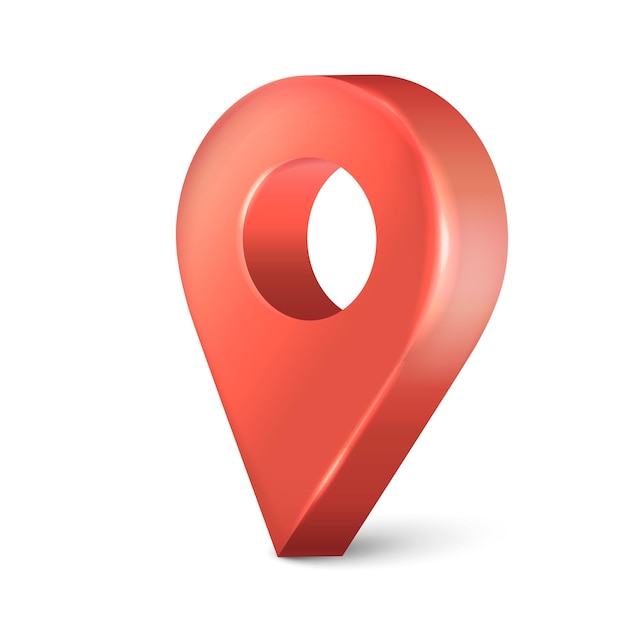Realistisches detailliertes 3D-rotes Kartenzeiger-Pin-Symbol der Standortvektorillustration