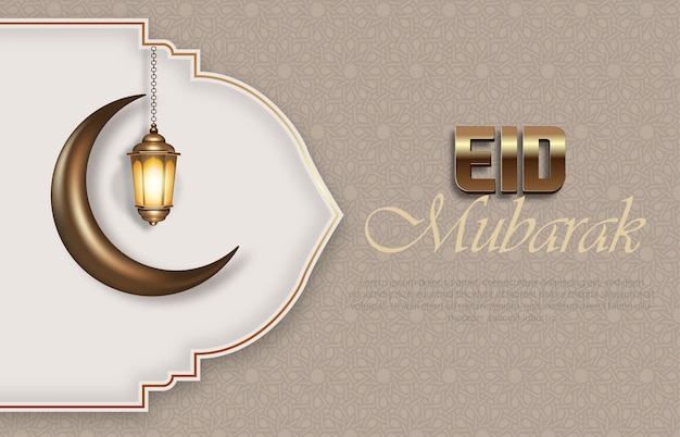 Realistisches eid mubarak-hintergrundgrußkarten-schablonendesign