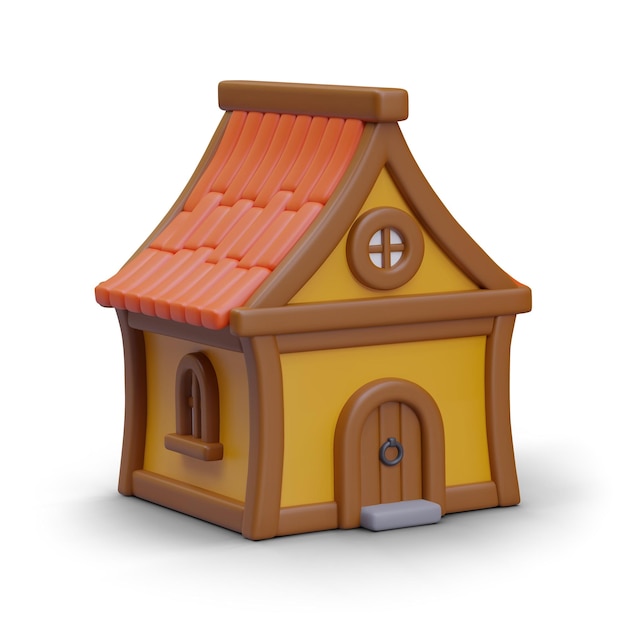 Realistisches Feenhaus im Plastikenstil Farbisolierte Illustration