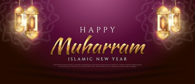 Vektor realistisches fröhliches muharram und islamisches neujahrsgrußbanner