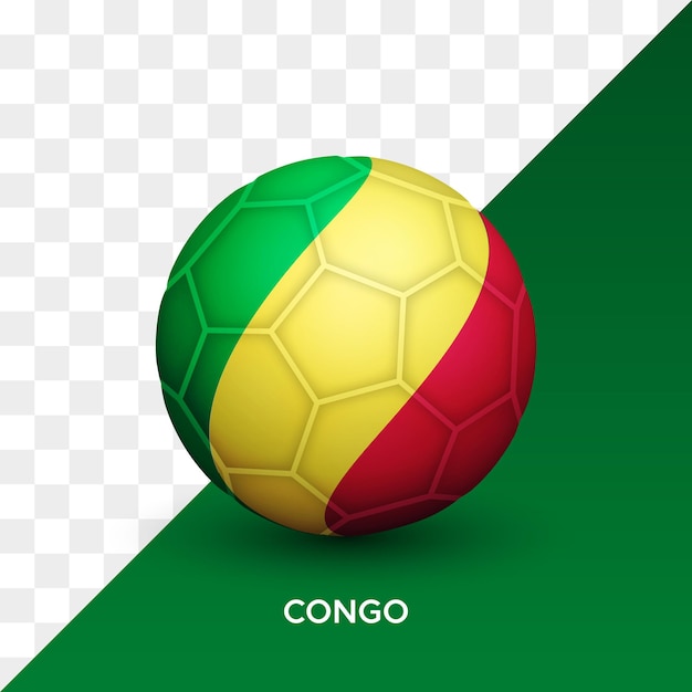 Realistisches Fußball-Fußballmodell mit isolierter 3D-Vektorillustration der Kongo-Flagge