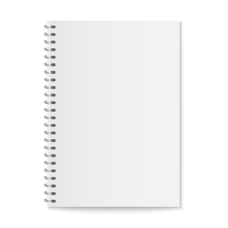 Vektor realistisches gewundenes notizbuchmodell, schablonenschreibheftabdeckung.
