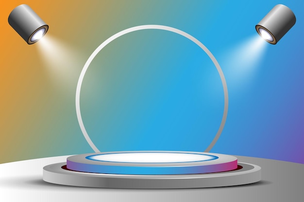 Realistisches gradientes 3D-Podium mit Licht-Effekt und elliptischem Hintergrund