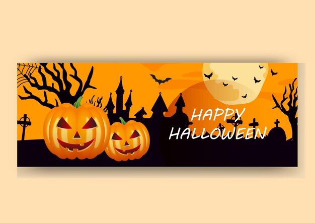 Realistisches halloween-party-social-media-cover-banner und web-banner-design