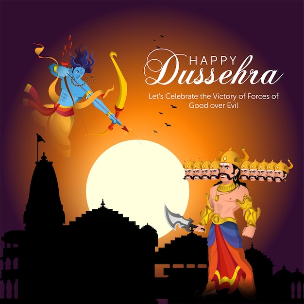 Vektor realistisches happy dussehra traditionelles festival-banner-design