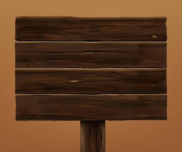 Realistisches Holzschild Altes braunes Holz Holztextur für Rahmen oder Schild Leitfaden und Plakat Leere Wegweiser Informationsbanner Vektor leerer Hintergrund
