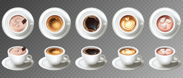 Vektor realistisches kaffeetassen-set