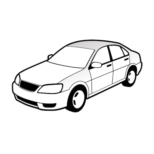 Realistisches Konzept für die Vektorillustration von Autokonturen