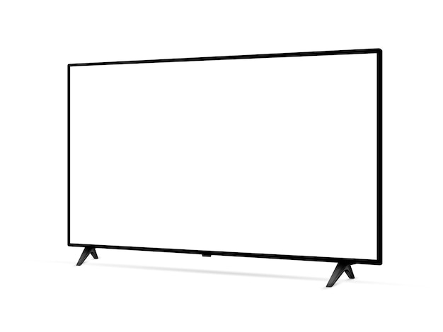 Realistisches, leeres Flachbildschirm-TV-Mockup aus einer eckigen Ansicht