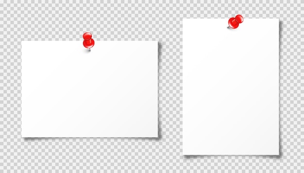 Realistisches leeres Papierblatt in einem Format mit roter Schubspitze auf transparenter Hintergrund-Notebook-Seite