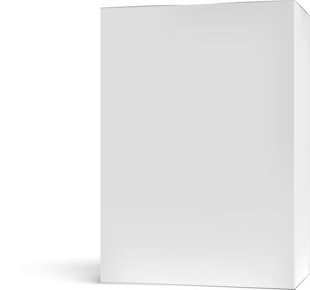 Realistisches Modell einer weißen Kartonbox, das einen subtilen Schatten auf einem sauberen weißen Hintergrund wirft und eine einfache, aber effektive Vorlage für die Präsentation von Produktverpackungsdesigns bietet