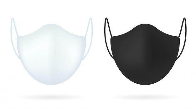 Realistisches modell weiße medizinische maske. gesundheitsmaske für corona-schutz vom weißen hintergrund trennen.