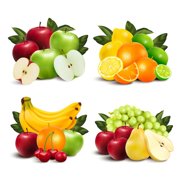 Realistisches Obst-Mini-Kompositionensatz