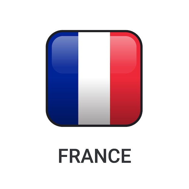 Realistisches rechteck frankreich flagge symbol vektor isoliert auf weißem hintergrund für sport-match-symbol