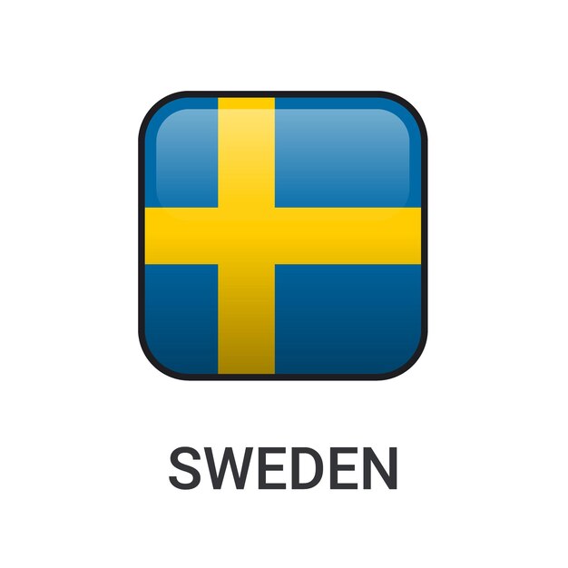 Vektor realistisches rechteck schweden flagge symbol vektor isoliert auf weißem hintergrund für sport-match-symbol