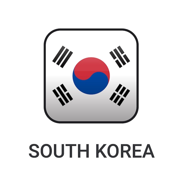 Realistisches rechteck südkorea flagge symbol vektor isoliert auf weißem hintergrund für sport-match-symbol