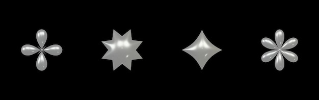 Realistisches Set 3D-Elemente Chrom y2k für Webdesign Trendige geometrische Silberelemente Vektor y2k
