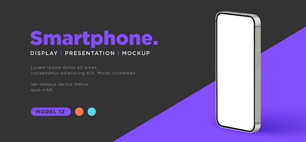 Realistisches smartphone mit leerer bildschirmmodellpräsentation