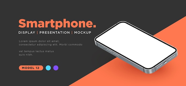 Realistisches smartphone mit leerer bildschirmmodellpräsentation