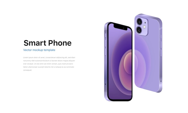 Vektor realistisches smartphone mit unterschiedlichem perspektivischem vektordesign
