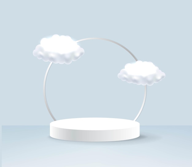Realistisches Sockelpodest mit fliegender weißer Wolke